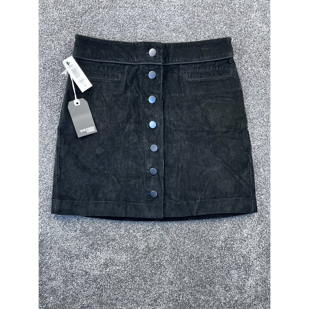 Wilfred Free Skirt Women's Size 4 Karmen Corduroy Button Front Mini Black NWT